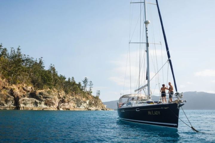 a small boat in a large body of water