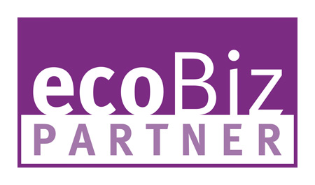Purple logo with text: ecoBiz PARTNER.